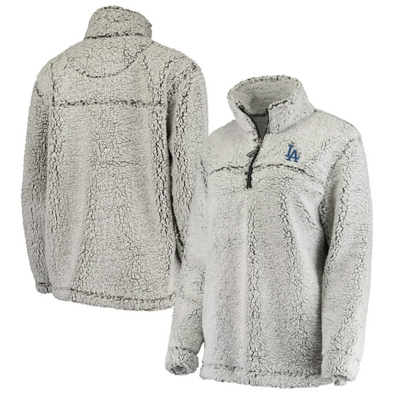 Women's G-III 4Her by Carl Banks Gray Los Angeles Dodgers Sherpa Quarter-Zip Pullover Jacket