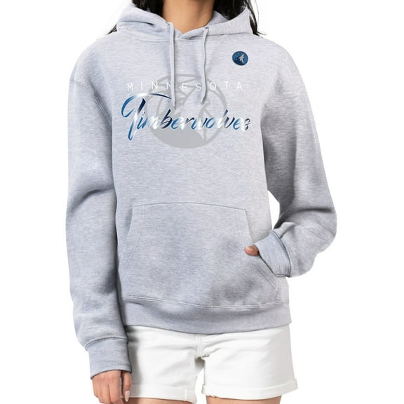Women's G-III 4Her by Carl Banks Gray Minnesota Timberwolves Shadow Logo Tri-Blend Fleece Hoodie
