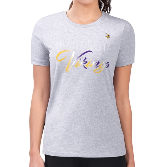 Women's G-III 4Her by Carl Banks Gray Minnesota Vikings Super-Slim Fit Lightweight Shadow Logo T-Shirt