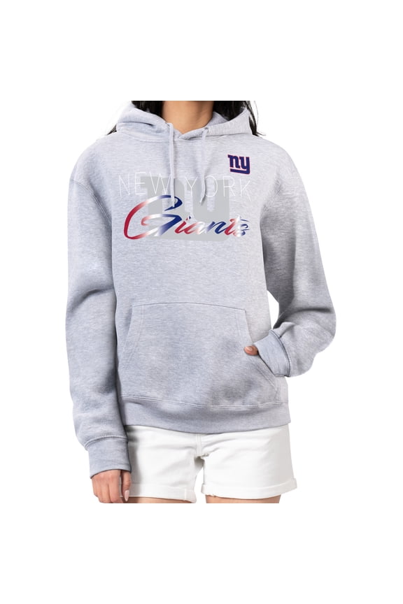 Women's G-III 4Her by Carl Banks Gray New York Giants Shadow Logo Fleece Pullover Hoodie