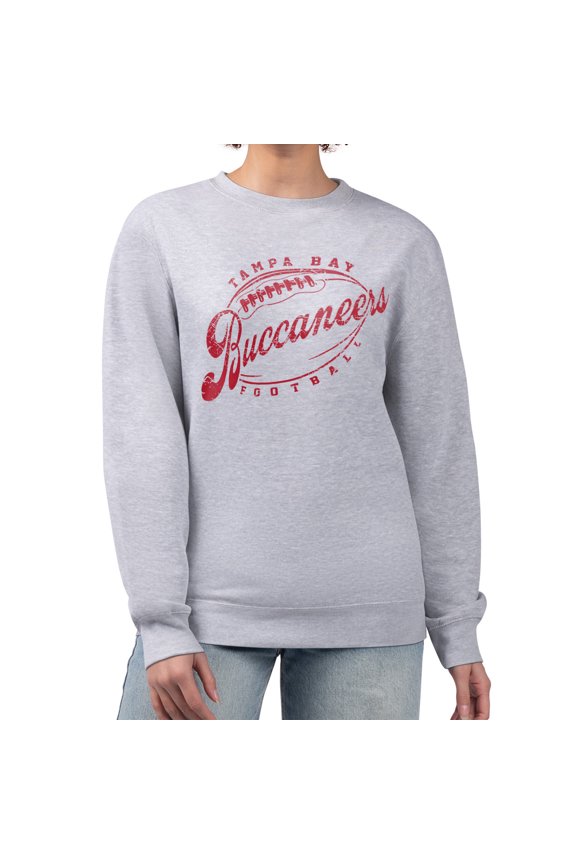 Women's G-III 4Her by Carl Banks Gray Tampa Bay Buccaneers Distressed Graphics Fleece Pullover Sweatshirt