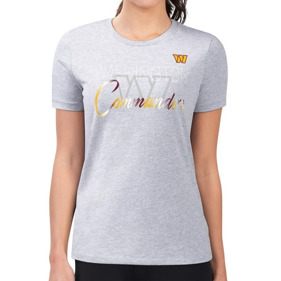 Women's G-III 4Her by Carl Banks  Gray Washington Commanders Super-Slim Fit Lightweight Shadow Logo T-Shirt