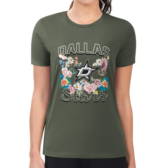 Women's G-III 4Her by Carl Banks Green Dallas Stars Super-Slim Fit Lightweight Flower Logo T-Shirt