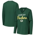 thumbnail image 1 of Women's G-III 4Her by Carl Banks Green Green Bay Packers Post Season Long Sleeve V-Neck T-Shirt, 1 of 3