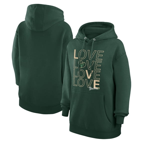Women's G-III 4Her by Carl Banks Green Milwaukee Bucks Basketball Love Fleece Pullover Hoodie