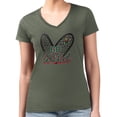 thumbnail image 1 of Women's G-III 4Her by Carl Banks  Green Minnesota Wild Super-Slim Fit Lightweight Animal Print Heart V-Neck T-Shirt, 1 of 2