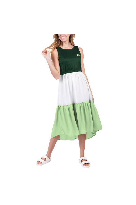 Women's G-III 4Her by Carl Banks Green/Neon Green Green Bay Packers 12th Inning Colorblock Dress