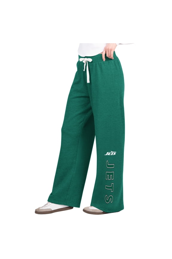 Women's G-III 4Her by Carl Banks Green New York Jets Field Wide Leg Sweatpants