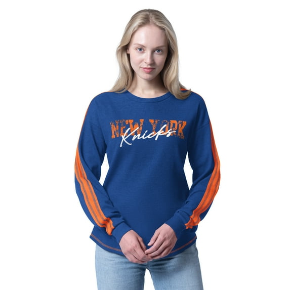Women's G-III 4Her by Carl Banks Blue New York Knicks Advantage Tri-Blend Long Sleeve T-Shirt