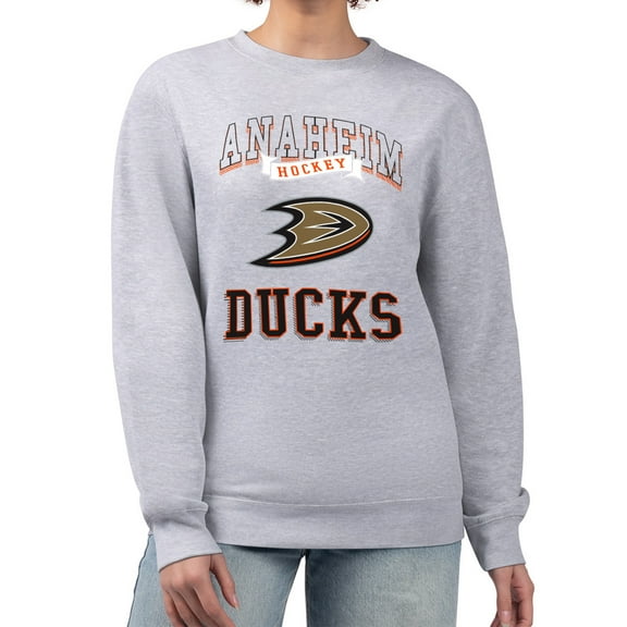 Women's G-III 4Her by Carl Banks Heather Gray Anaheim Ducks Team Logo Tri-Blend Fleece Pullover Sweatshirt