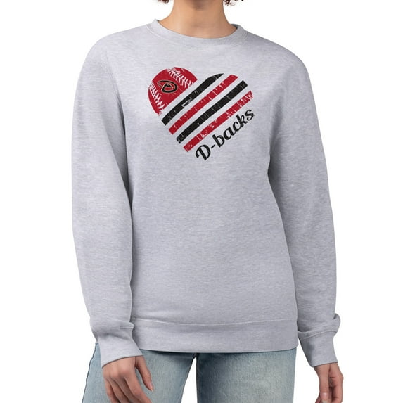 Women's G-III 4Her by Carl Banks Heather Gray Arizona Diamondbacks Heart Logo Fleece Pullover Sweatshirt