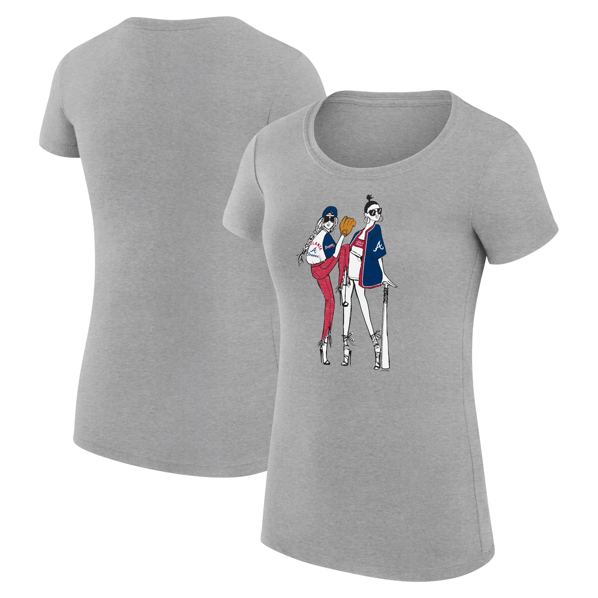 Women s G III 4Her by Carl Banks Heather Gray Atlanta Braves Baseball Girls Fitted T Shirt Walmart