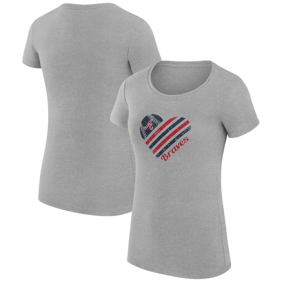 Women's G-III 4Her by Carl Banks Heather Gray Atlanta Braves Heart Graphic Fitted T-Shirt
