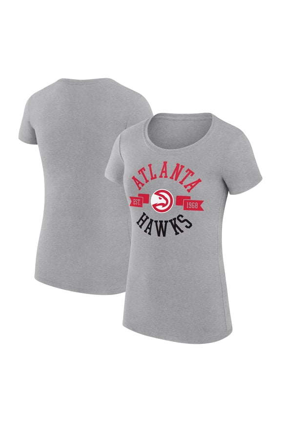 Women's G-III 4Her by Carl Banks Heather Gray Atlanta Hawks Super-Slim Fit Lightweight Large City Logo T-Shirt