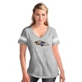 thumbnail image 1 of Women's-G-III 4Her by Carl Banks  Heather Gray Baltimore Ravens First Pick Distressed V-Neck T-Shirt, 1 of 2