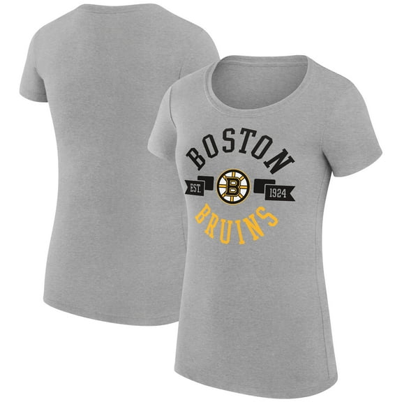 Women's G-III 4Her by Carl Banks Heather Gray Boston Bruins Super-Slim Fit Lightweight City Graphic Sport Crewneck