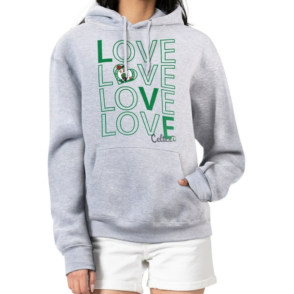 Women's G-III 4Her by Carl Banks Heather Gray Boston Celtics Basketball Love Fleece Pullover Hoodie