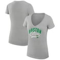 thumbnail image 1 of Women's G-III 4Her by Carl Banks Heather Gray Boston Celtics Filigree Logo V-Neck Fitted T-Shirt, 1 of 3
