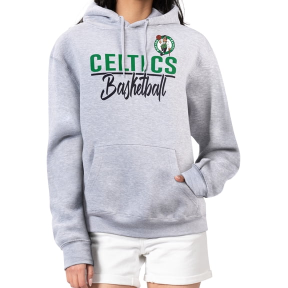 Women's G-III 4Her by Carl Banks Heather Gray Boston Celtics Graphics Fleece Pullover Hoodie
