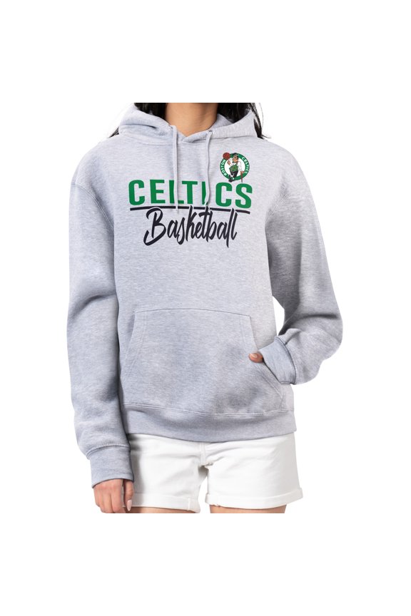 Women's G-III 4Her by Carl Banks Heather Gray Boston Celtics Graphics Fleece Pullover Hoodie