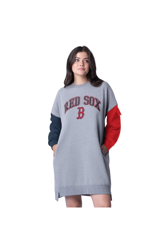 Women's G-III 4Her by Carl Banks Heather Gray Boston Red Sox Free Ball Long Sleeve Sneaker Dress