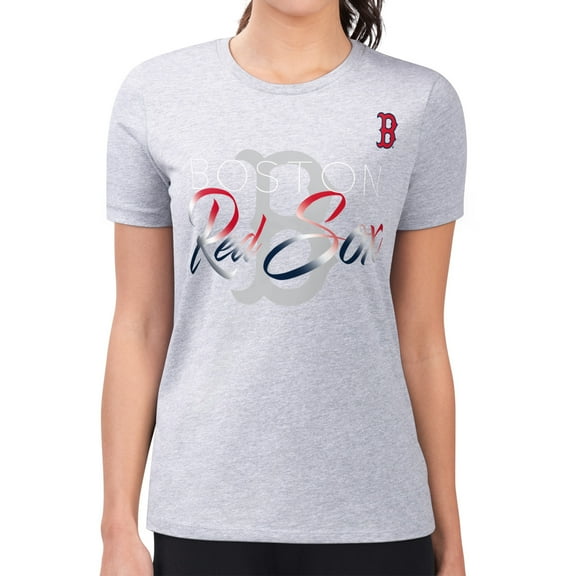 Women's G-III 4Her by Carl Banks  Heather Gray Boston Red Sox Super-Slim Fit Lightweight Shadow Logo Graphic T-Shirt