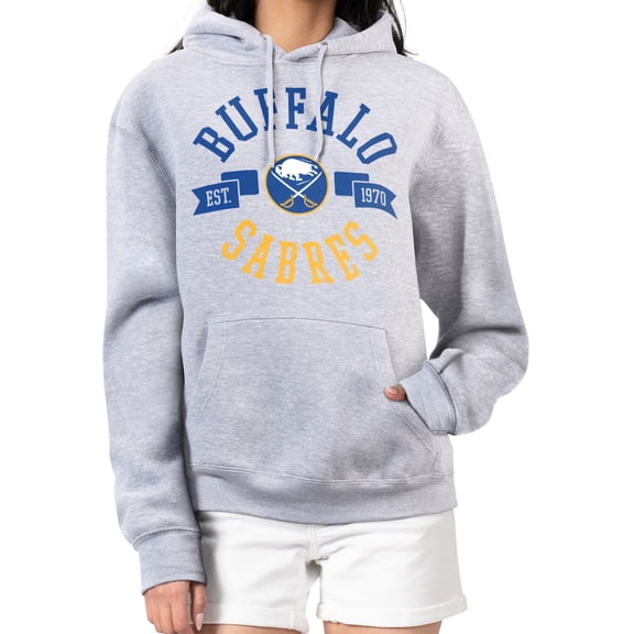 Women's G-III 4Her by Carl Banks Heather Gray Buffalo Sabres City Graphic Fleece Pullover Hoodie