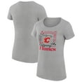 thumbnail image 1 of Women's G-III 4Her by Carl Banks Heather Gray Calgary Flames Super-Slim Fit Lightweight Collage Team Graphic T-Shirt, 1 of 3