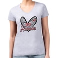 thumbnail image 1 of Women's G-III 4Her by Carl Banks  Heather Gray Carolina Hurricanes Super-Slim Fit Lightweight Animal Print Heart V-Neck, 1 of 2
