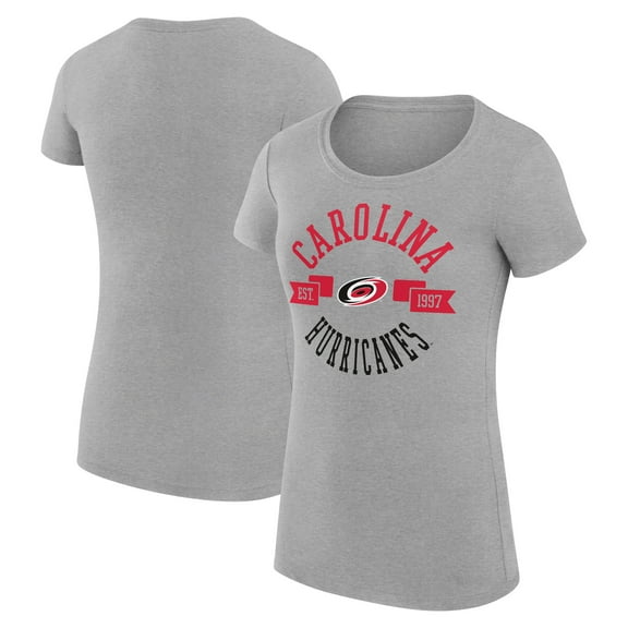 Women's G-III 4Her by Carl Banks Heather Gray Carolina Hurricanes Super-Slim Fit Lightweight City Graphic Sport Crewneck