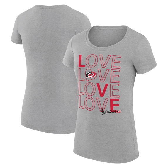 Women's G-III 4Her by Carl Banks Heather Gray Carolina Hurricanes Hockey Love Fitted T-Shirt