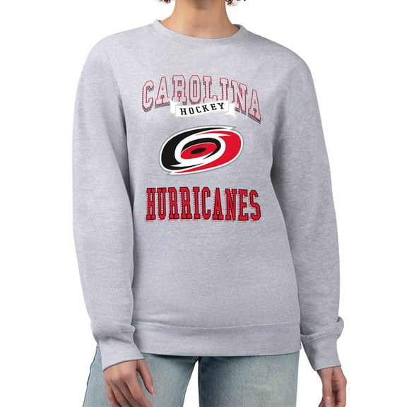 Women's G-III 4Her by Carl Banks Heather Gray Carolina Hurricanes Team Logo Tri-Blend Fleece Pullover Sweatshirt