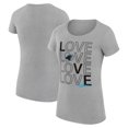thumbnail image 1 of Women's G-III 4Her by Carl Banks Heather Gray Carolina Panthers Love Graphic Fitted T-Shirt, 1 of 5