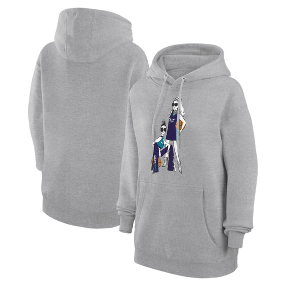 Women's G-III 4Her by Carl Banks Heather Gray Charlotte Hornets Basketball Girls Fleece Pullover Hoodie
