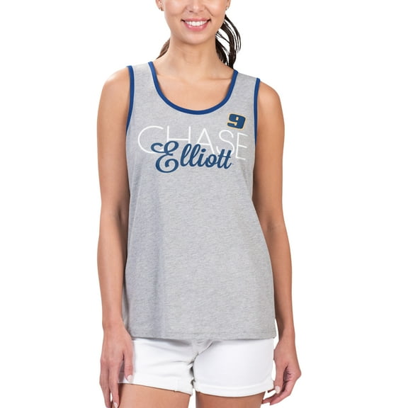 Women's G-III 4Her by Carl Banks Heather Gray Chase Elliott Fastest Lap Fashion Tank