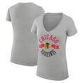 thumbnail image 1 of Women's G-III 4Her by Carl Banks Heather Gray Chicago Blackhawks Super-Slim Fit Lightweight City Graphic V-Neck T-Shirt, 1 of 3