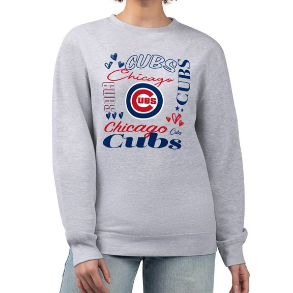 Women's G-III 4Her by Carl Banks Heather Gray Chicago Cubs Collage Team Graphic Fleece Pullover Hoodie