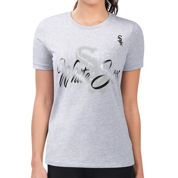 Women's G-III 4Her by Carl Banks Heather Gray Chicago White Sox Super-Slim Fit Lightweight Shadow Logo Graphic T-Shirt