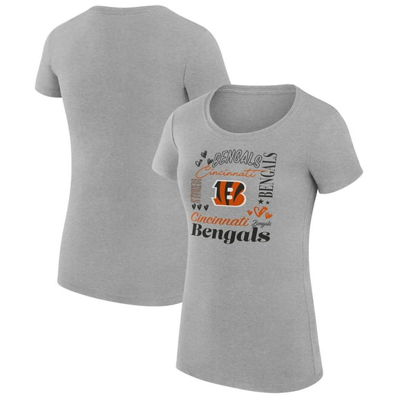 Women's G-III 4Her by Carl Banks Heather Gray Cincinnati Bengals Super-Slim Fit Lightweight Collage Team T-Shirt