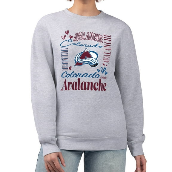 Women's G-III 4Her by Carl Banks Heather Gray Colorado Avalanche Collage Graphic Fleece Long Sleeve Pullover Sweatshirt
