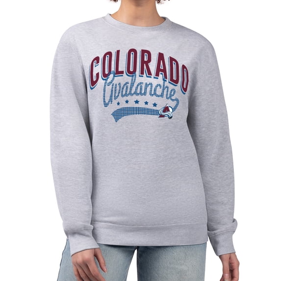 Women's G-III 4Her by Carl Banks Heather Gray Colorado Avalanche Filigree Team Graphic Fleece Pullover Sweatshirt