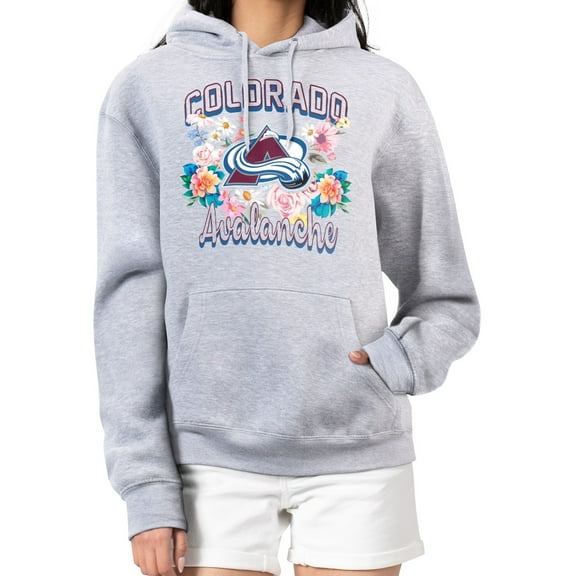 Women's G-III 4Her by Carl Banks Heather Gray Colorado Avalanche Flower Logo Pullover Hoodie