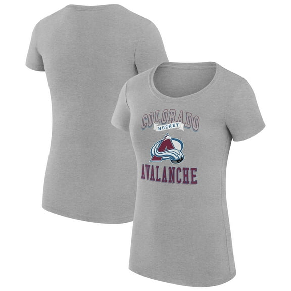 Women's G-III 4Her by Carl Banks Heather Gray Colorado Avalanche Super-Slim Fit Lightweight Team Logo Graphic T-Shirt