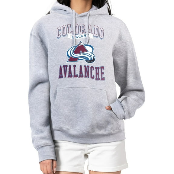 Women's G-III 4Her by Carl Banks Heather Gray Colorado Avalanche Team Logo Tri-Blend Fleece Pullover Hoodie