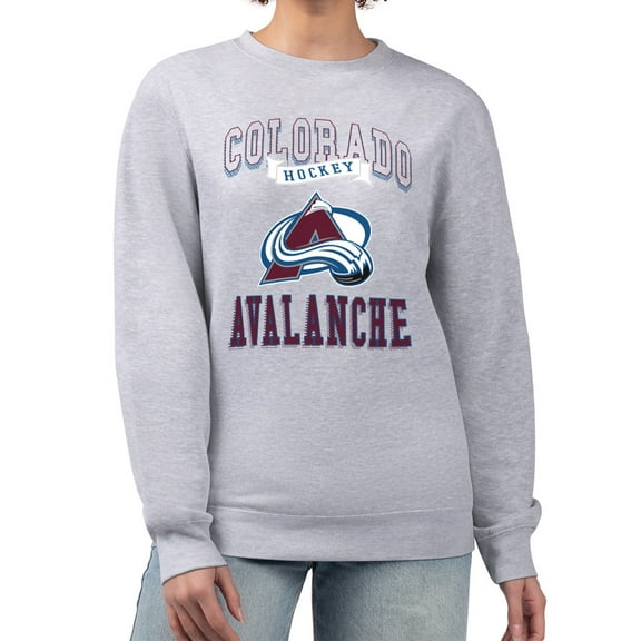 Women's G-III 4Her by Carl Banks Heather Gray Colorado Avalanche Team Logo Tri-Blend Fleece Pullover Sweatshirt