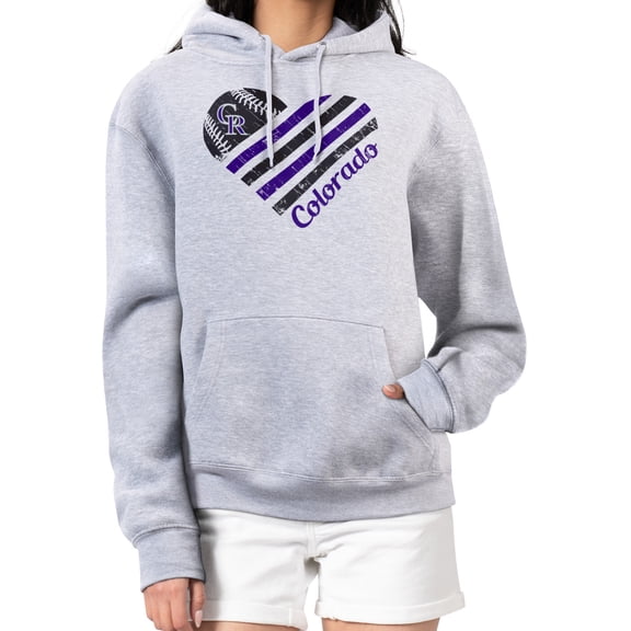 Women's G-III 4Her by Carl Banks Heather Gray Colorado Rockies Heart Fleece Pullover Hoodie