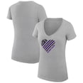 thumbnail image 1 of Women's G-III 4Her by Carl Banks  Heather Gray Colorado Rockies Heart V-Neck Fitted T-Shirt, 1 of 5
