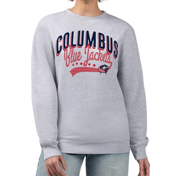 Women's G-III 4Her by Carl Banks  Heather Gray Columbus Blue Jackets Filigree Team Graphic Fleece Pullover Sweatshirt