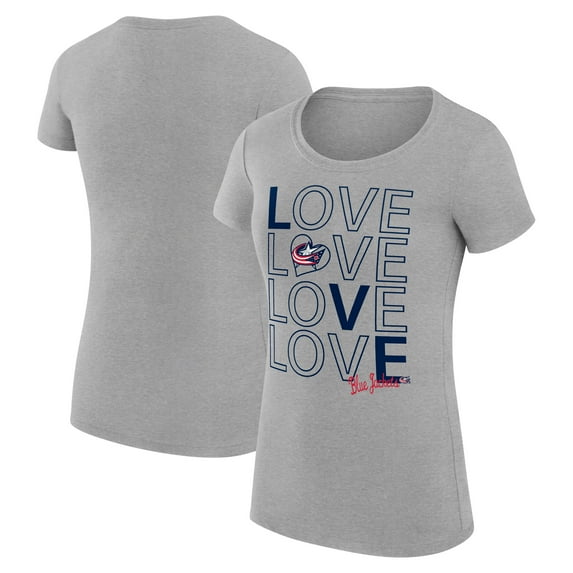 Women's G-III 4Her by Carl Banks Heather Gray Columbus Blue Jackets Hockey Love Fitted T-Shirt