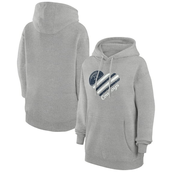 Women's G-III 4Her by Carl Banks Heather Gray Dallas Cowboys Heart Graphic Fleece Pullover Hoodie